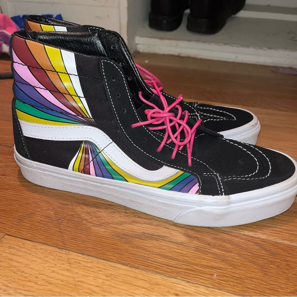 Vans Colorful High-Top Sneakers with Pink Laces